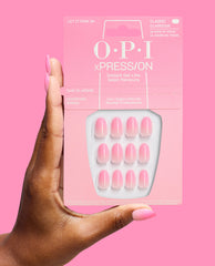 Let it Pink in Baby Pink Ombré Press-On Nails Hand and Product