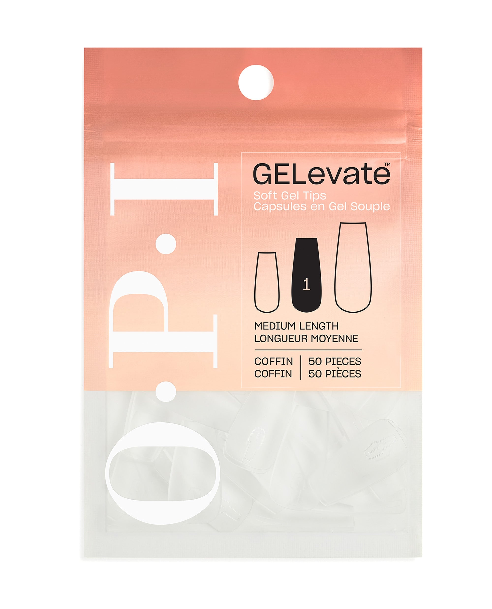 GELevate™ Soft Gel Tips Refill Pack - Coffin Shape Medium Length