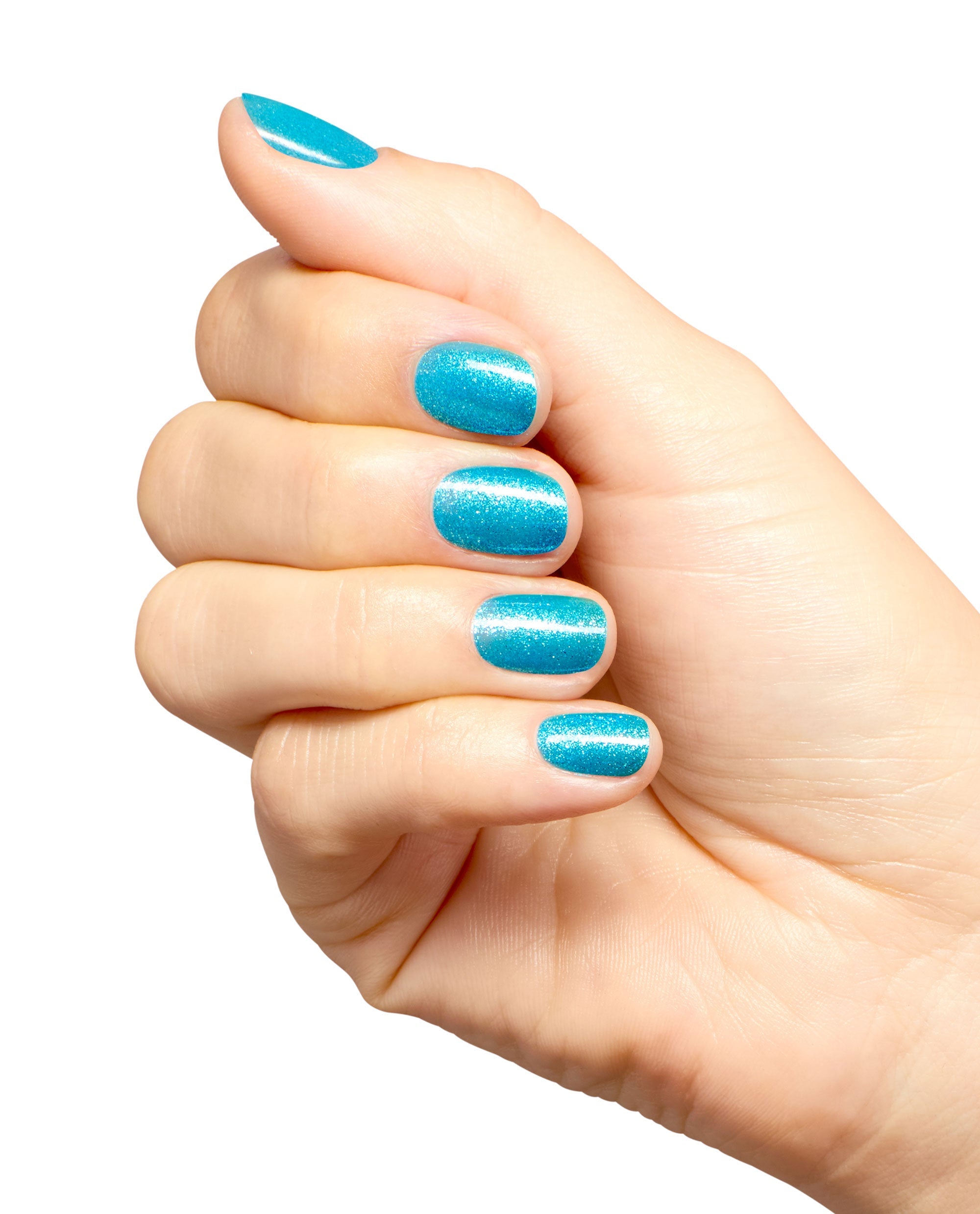 Sky Blue's the Limit Turquoise Shimmer Gel Nail Polish Mani
