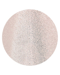 Throw Me Some Chrome On Point artificial nail swatch displays pale champagne chrome shimmer with dense silver glitter on a white background, ideal among OPI fall nail colors.